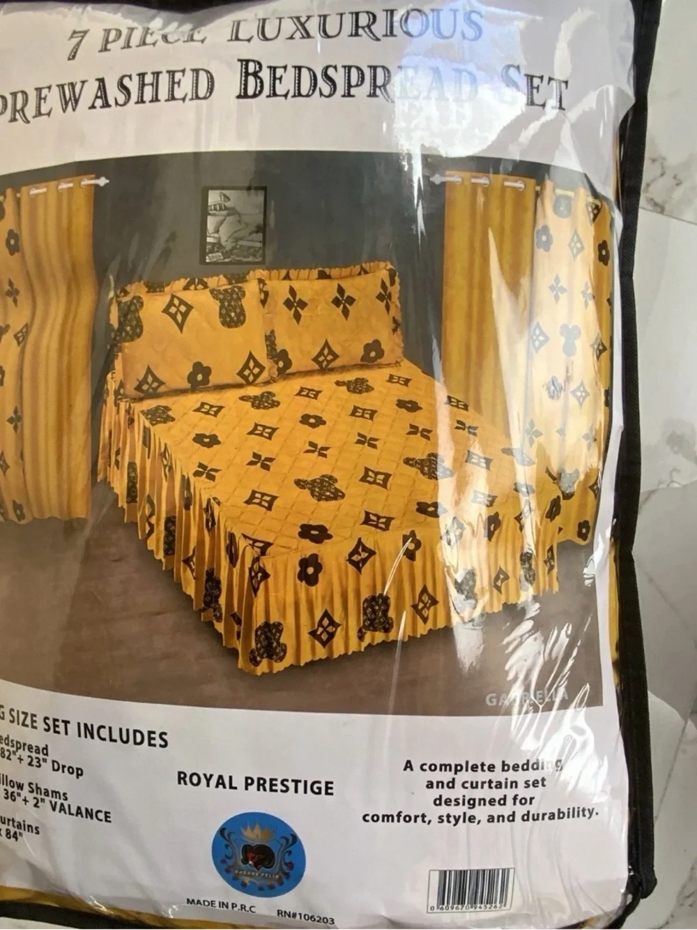 Yellow Patterned Bedspread Set